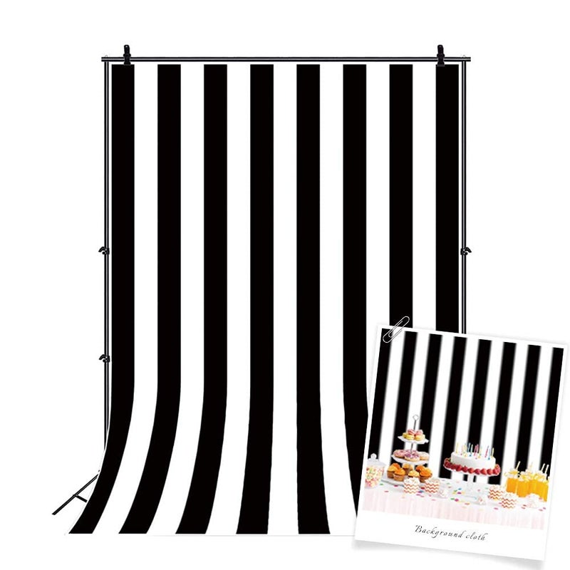 AOFOTO 10x8ft Black and White Striped Photography Backdrop Streak Texture Stripes Background for Photos at Wedding Birthday Party Kid Bride Adult Photo Studio Props Baby Shower Banner Decoration Vinyl - Image 5